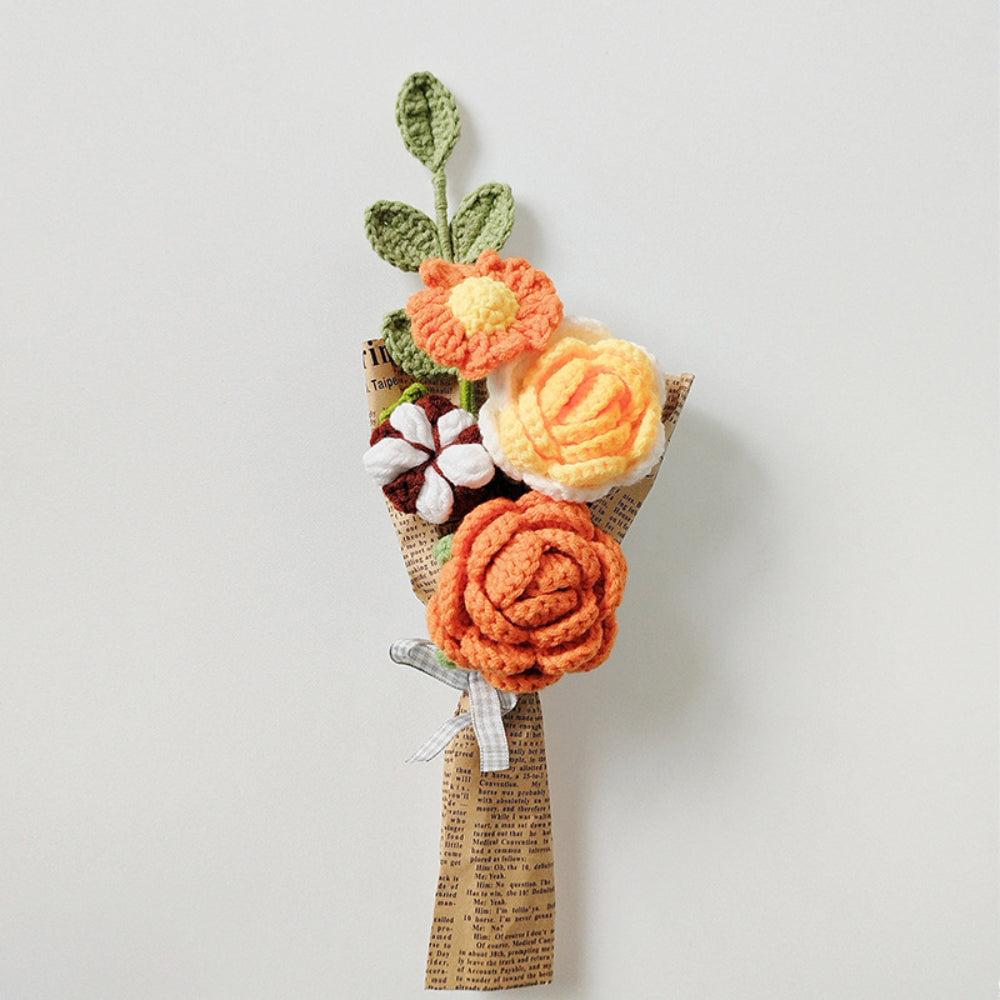 Mother's Day Gift Crochet Flowers Bouquet Handmade Knitted Rose Bouquet Gift For Her-ilovevango