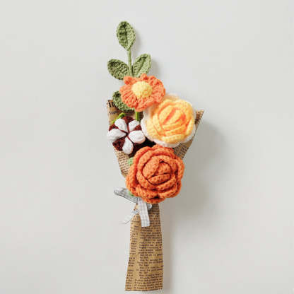 Mother's Day Gift Crochet Flowers Bouquet Handmade Knitted Rose Bouquet Gift For Her-ilovevango