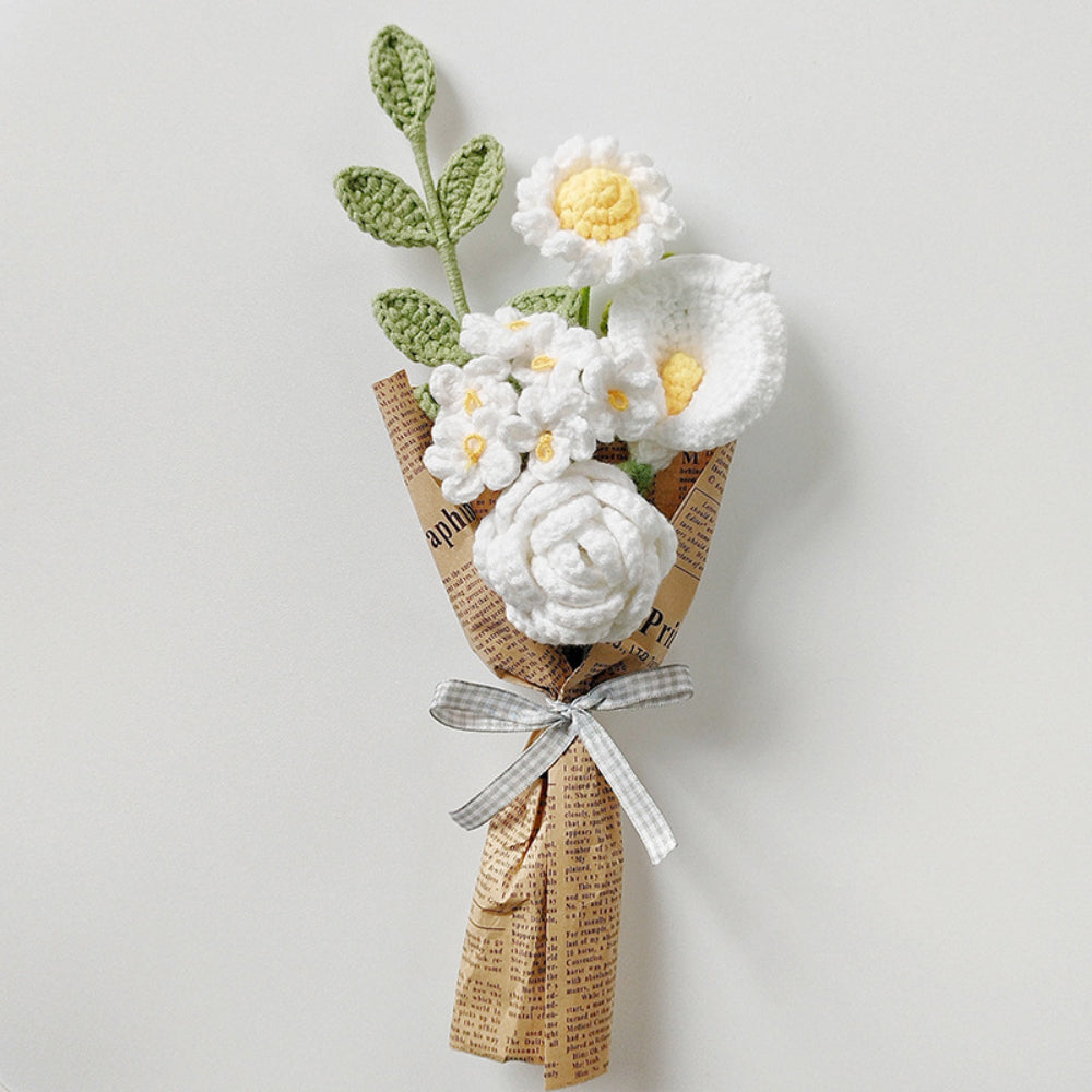 Mother's Day Gift Crochet Flowers Bouquet Handmade Knitted Rose Bouquet Gift For Her-ilovevango