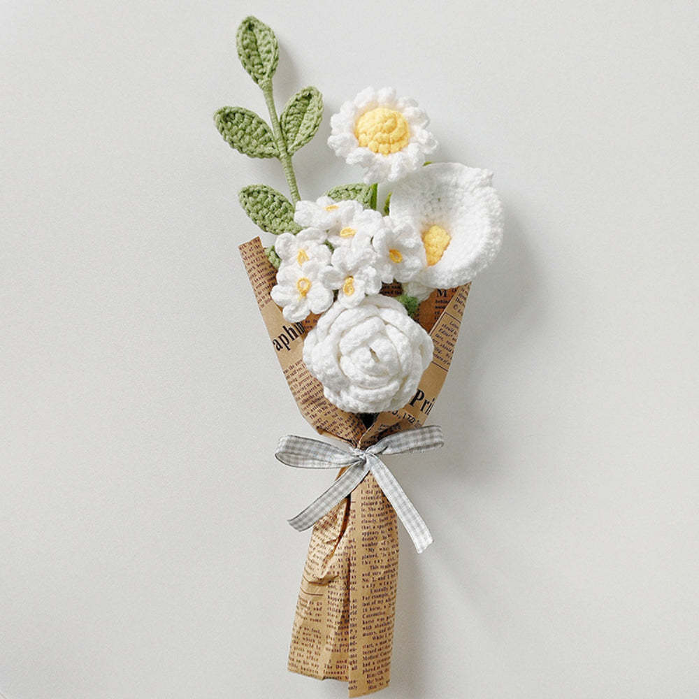 Mother's Day Gift Crochet Flowers Bouquet Handmade Knitted Rose Bouquet Gift For Her-ilovevango
