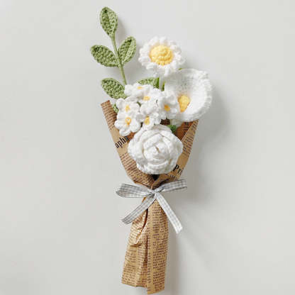 Mother's Day Gift Crochet Flowers Bouquet Handmade Knitted Rose Bouquet Gift For Her-ilovevango