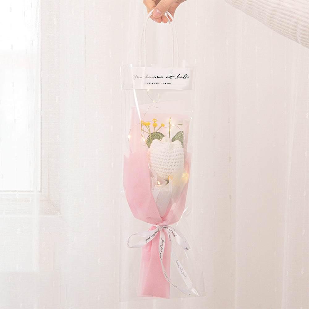 Mother's Day Gift Crochet Flowers Bouquet Handmade Knitted Tulip Carnation Bouquet With Light Strip Gift For Her-ilovevango