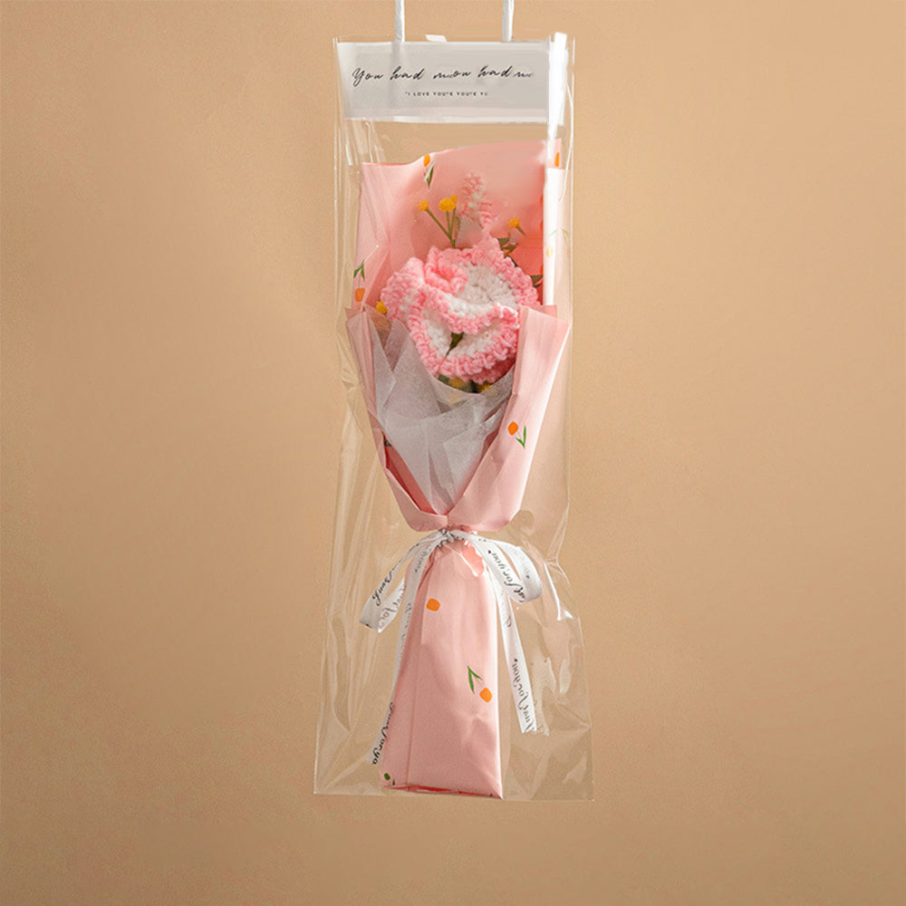 Mother's Day Gift Crochet Flowers Bouquet Handmade Knitted Tulip Carnation Bouquet With Light Strip Gift For Her-ilovevango