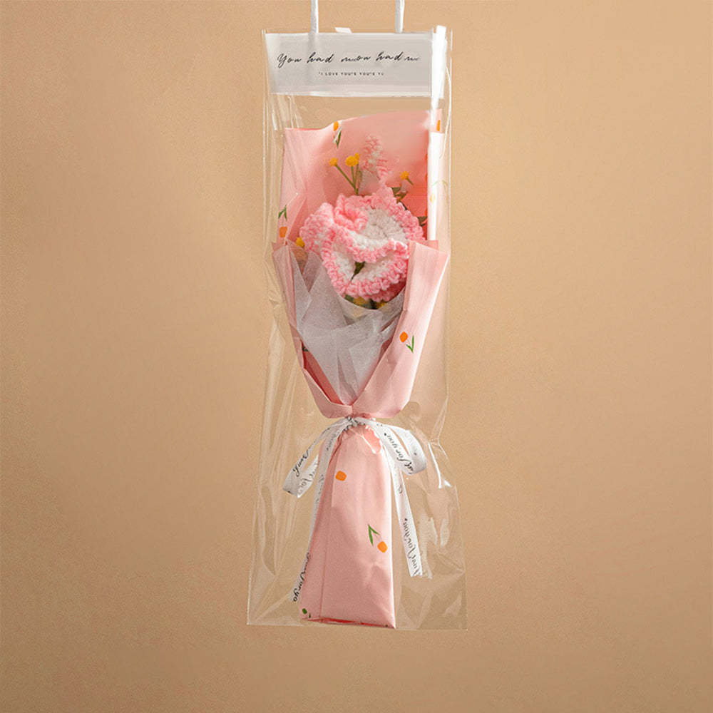Mother's Day Gift Crochet Flowers Bouquet Handmade Knitted Tulip Carnation Bouquet With Light Strip Gift For Her-ilovevango