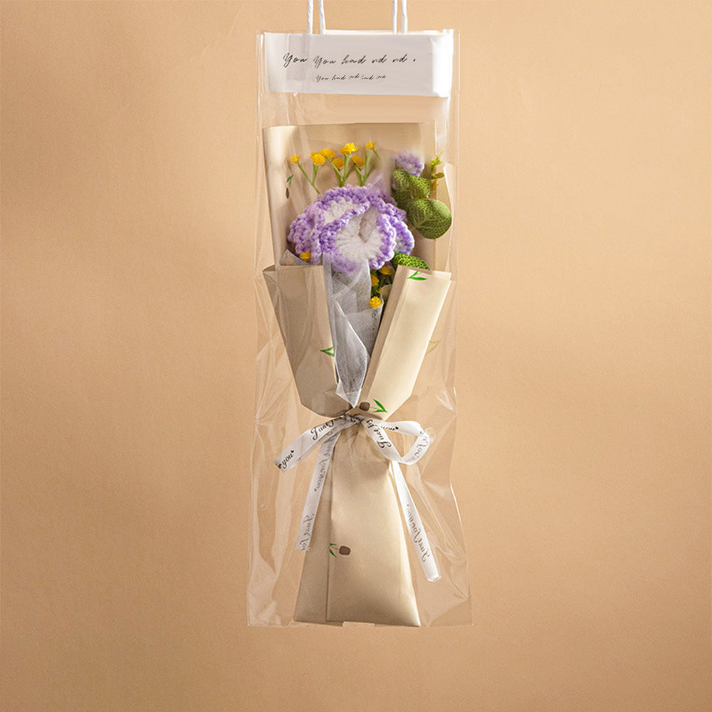 Mother's Day Gift Crochet Flowers Bouquet Handmade Knitted Tulip Carnation Bouquet With Light Strip Gift For Her-ilovevango