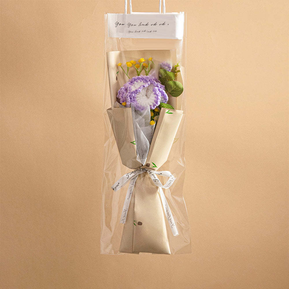 Mother's Day Gift Crochet Flowers Bouquet Handmade Knitted Tulip Carnation Bouquet With Light Strip Gift For Her-ilovevango
