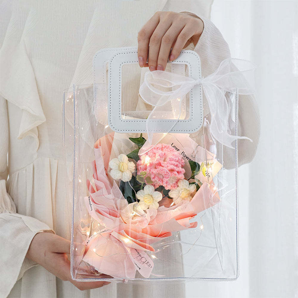 Mother's Day Gift Crochet Flowers Bouquet Handmade Knitted Bouquet With Light Strip Gift For Teacher Mother Lover-ilovevango