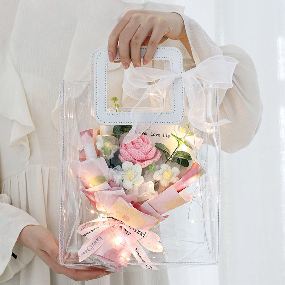 Mother's Day Gift Crochet Flowers Bouquet Handmade Knitted Bouquet With Light Strip Gift For Teacher Mother Lover-ilovevango