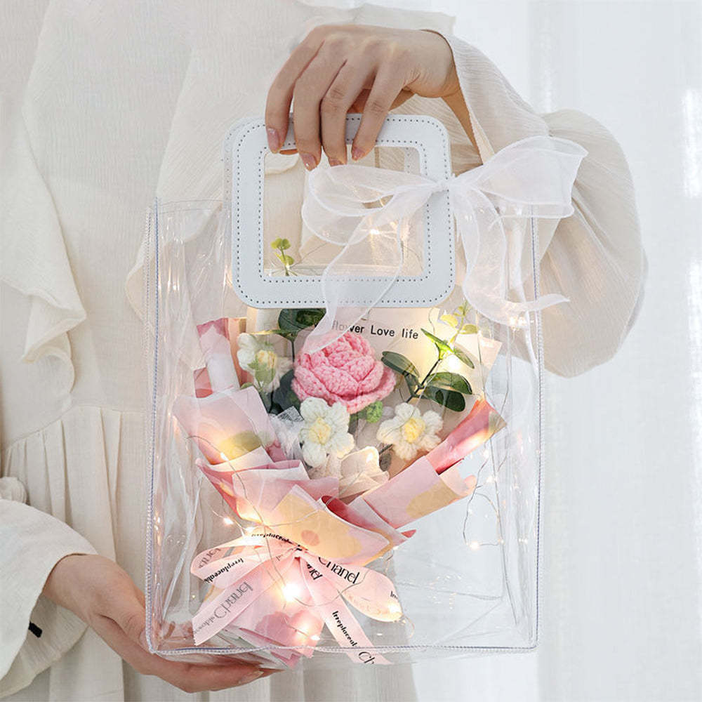 Mother's Day Gift Crochet Flowers Bouquet Handmade Knitted Bouquet With Light Strip Gift For Teacher Mother Lover-ilovevango
