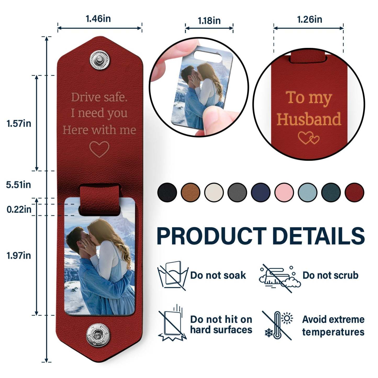 Custom Photo Drive Safe I Need You Here With Me - Gift For Boyfriends, Husbands, Couples - Personalized Leather Photo Keychain-ilovevango