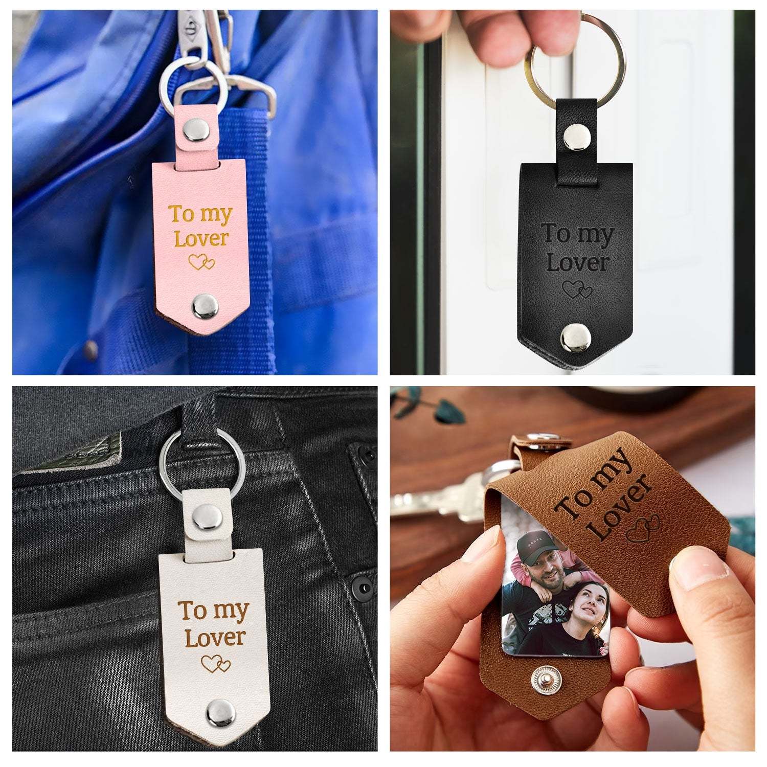 Custom Photo Drive Safe I Need You Here With Me - Gift For Boyfriends, Husbands, Couples - Personalized Leather Photo Keychain-ilovevango