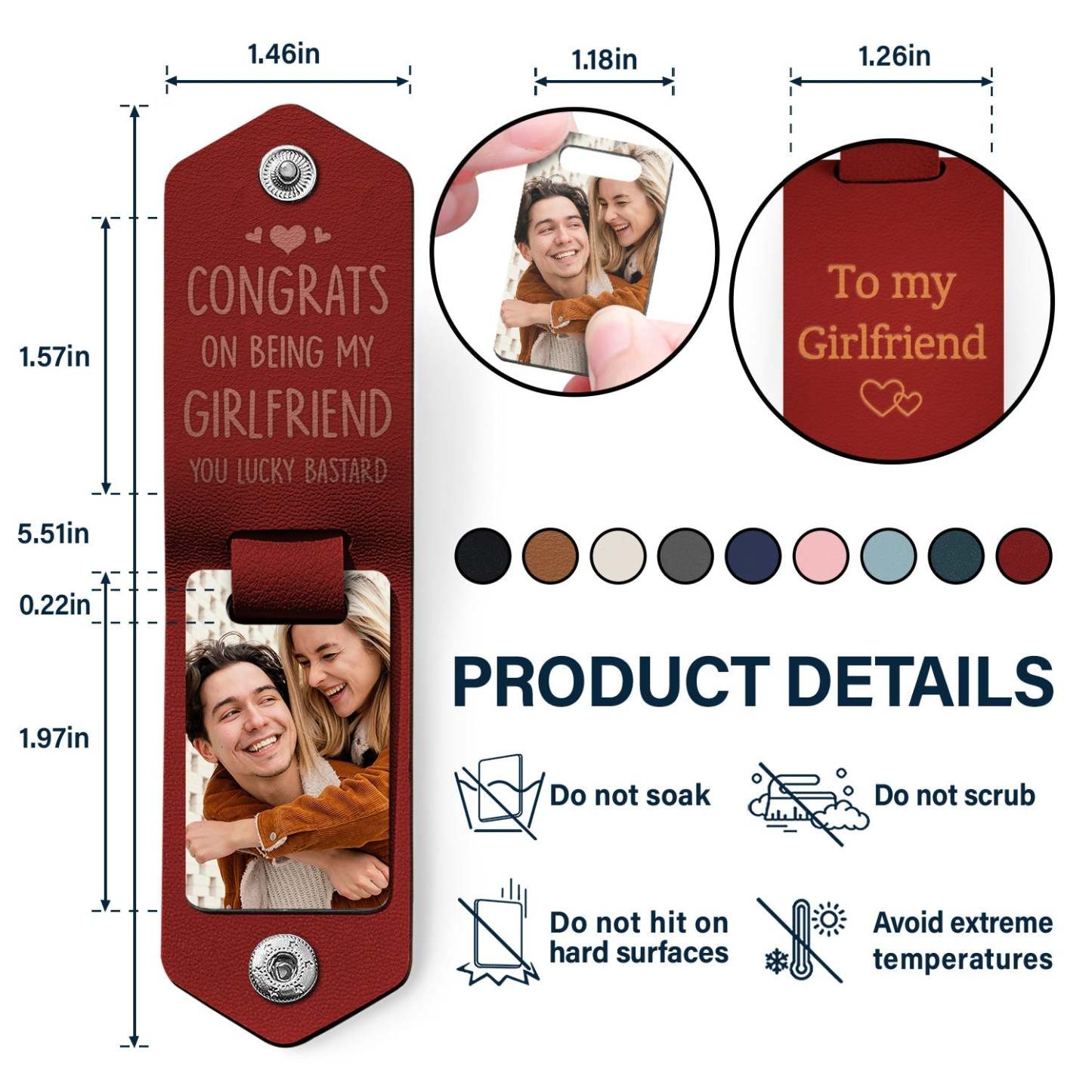 Custom Photo Congrats On Being My Husband - Anniversary Gift For Spouse, Lover, Couple - Personalized Leather Photo Keychain-ilovevango
