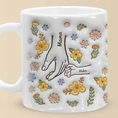 You Hold Our Hands, Also Our Hearts - Family Personalized Custom 3D Inflated Effect Printed Mug - Gift For Mom, Grandma-ilovevango
