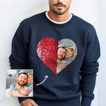 Custom Photo DIY Heart Sequin Hoodie-🎅Christmas Gifts For Families & Couples