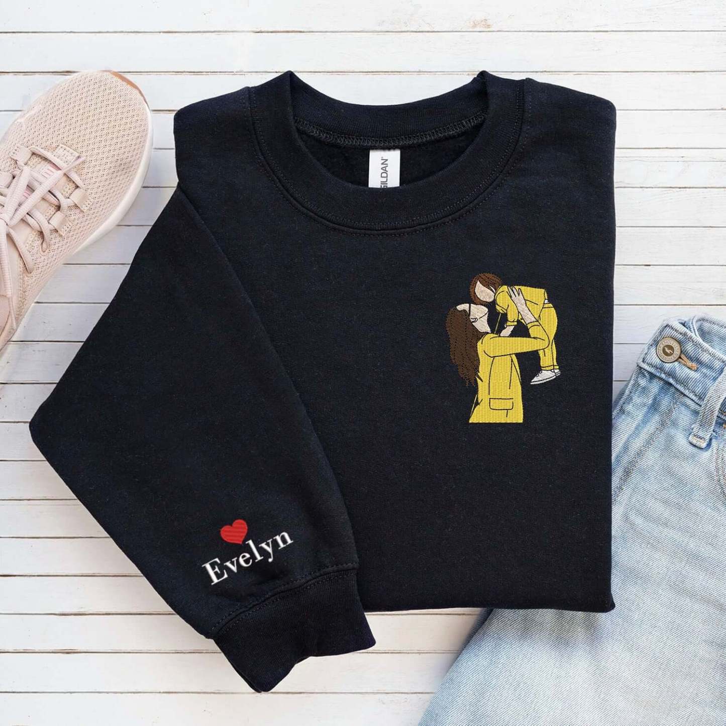 Custom Photo Portrait Embroidered Sweatshirt