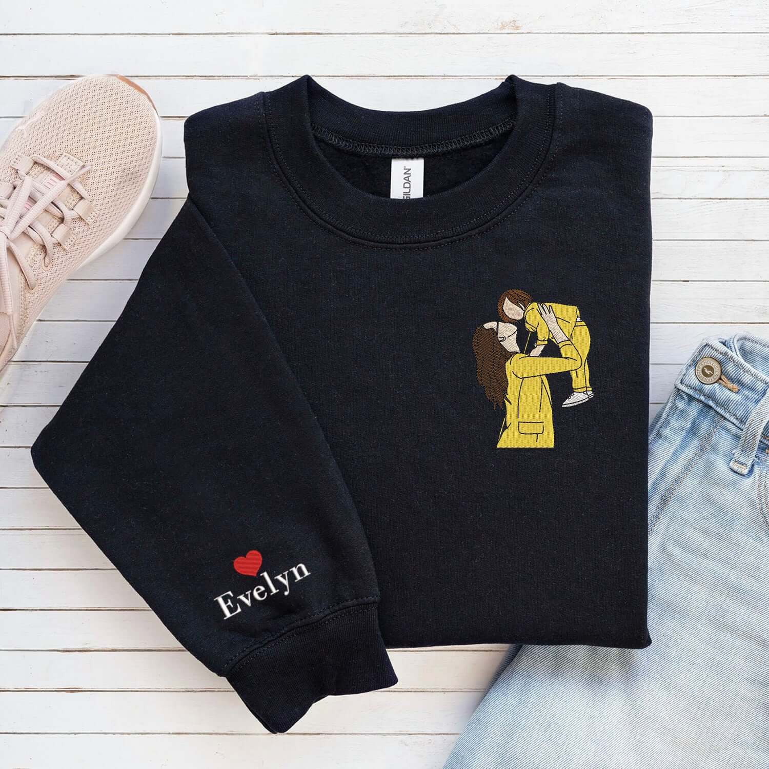 Custom Photo Portrait Embroidered Sweatshirt