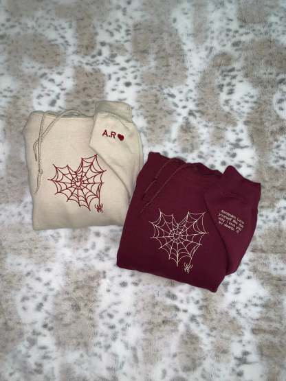 Customizable Matching Spider Web Heart For Besties And Couples-ilovevango
