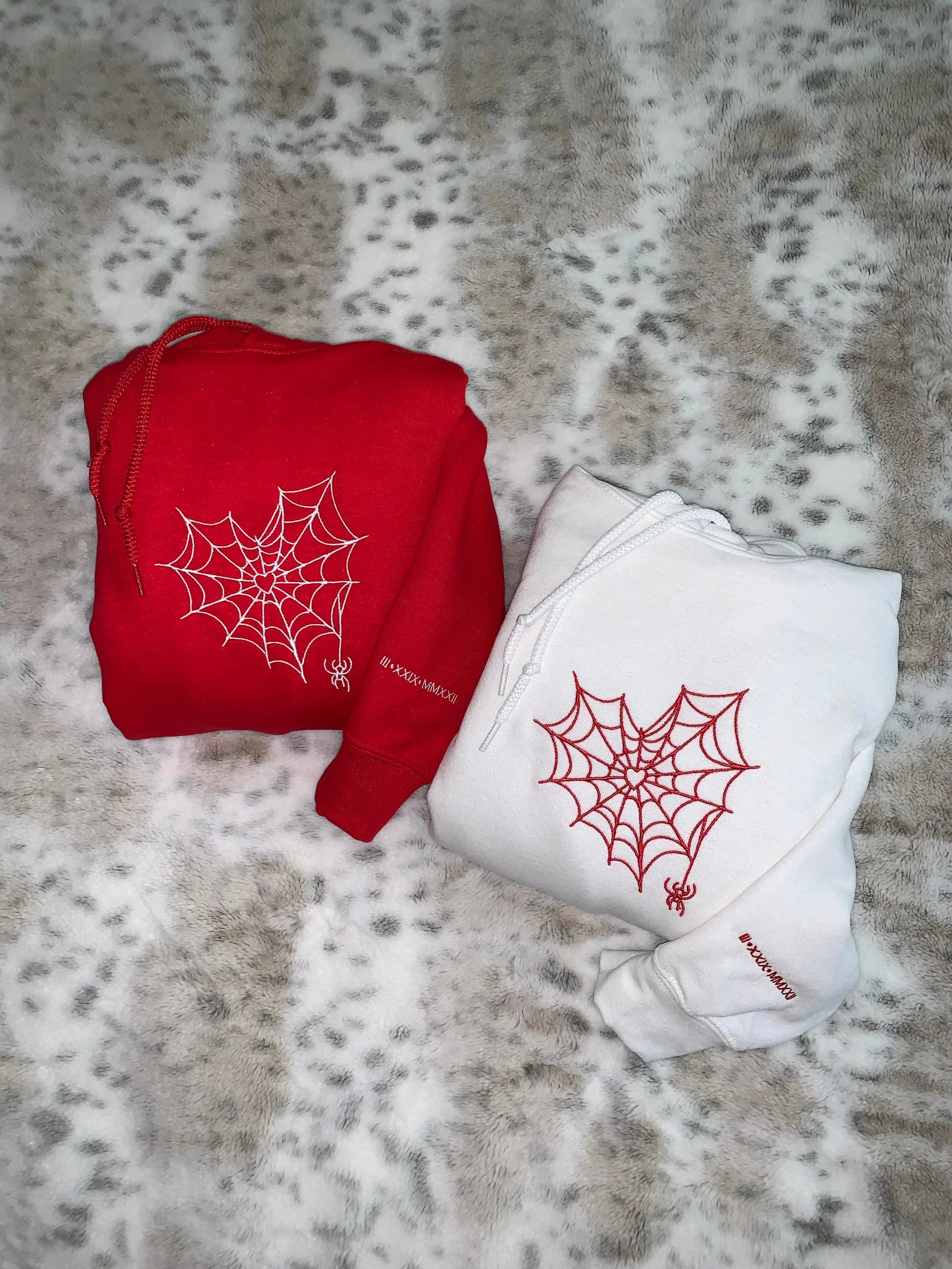 Customizable Matching Spider Web Heart Roman Numerals For Besties And Couples-ilovevango
