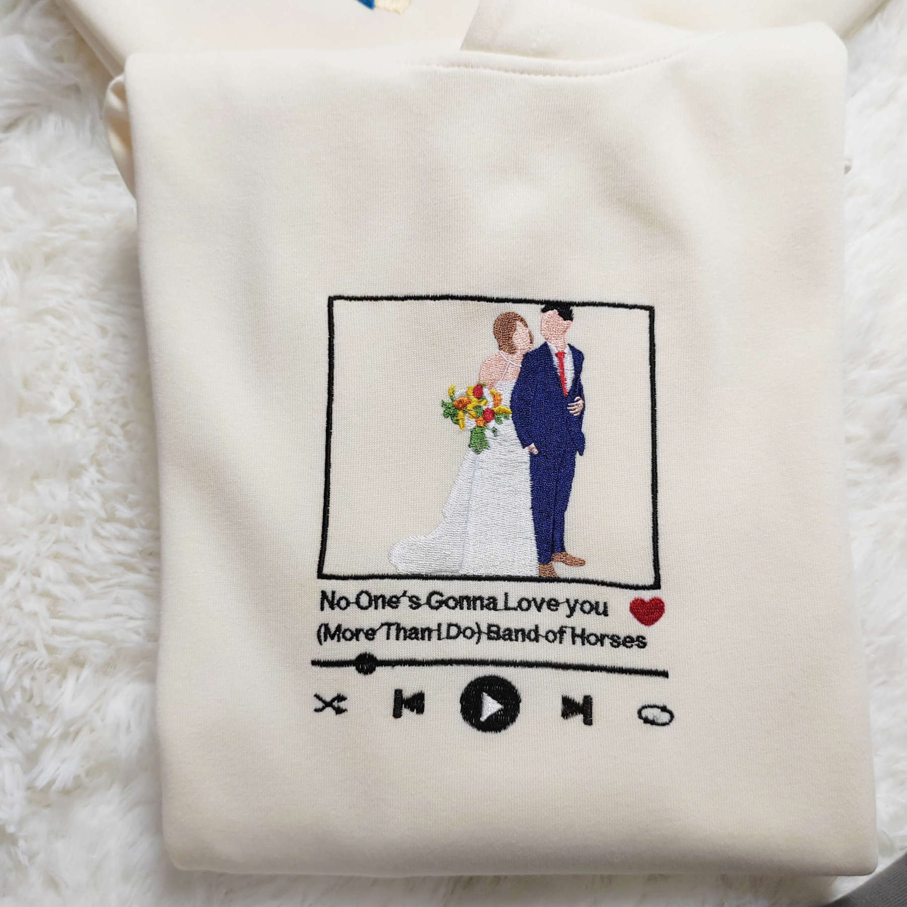 ❤️🔥Custom Full Color Embroidered Sweatshirt Portrait Couple/Dad/Mom - Family Gift