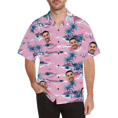 Custom Made Hawaiian Shirts with Girlfriend Face Australia Coconut Tree Personalized Photo Tropical Aloha Shirt-ilovevango