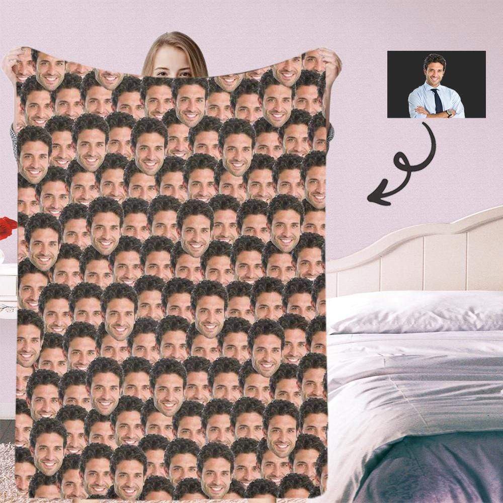Custom Fleece Face Blanket - Print Your Picture, Photo - Personalized Funny Cozy Plush Keepsake Blanket-ilovevango