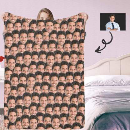 Custom Fleece Face Blanket - Print Your Picture, Photo - Personalized Funny Cozy Plush Keepsake Blanket-ilovevango