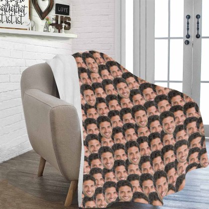 Custom Fleece Face Blanket - Print Your Picture, Photo - Personalized Funny Cozy Plush Keepsake Blanket-ilovevango
