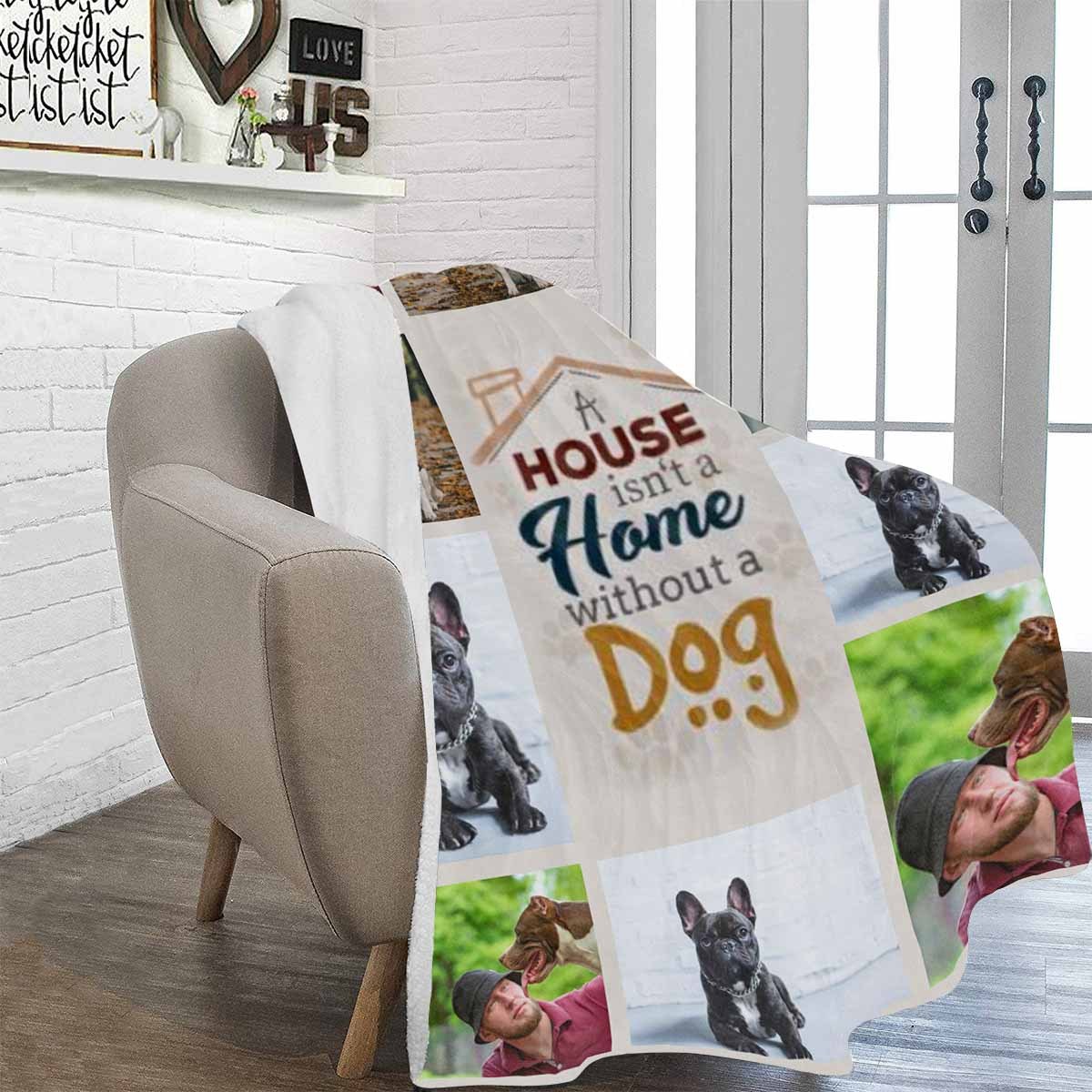 Personalized Dog House Throw Blanket, Custom Blanket With Photo, Custom Photo My Dog Ultra-Soft Micro Fleece Blanket, Customized Throw Blanket For Kids/Adults/Family, Souvenir, Gift-ilovevango