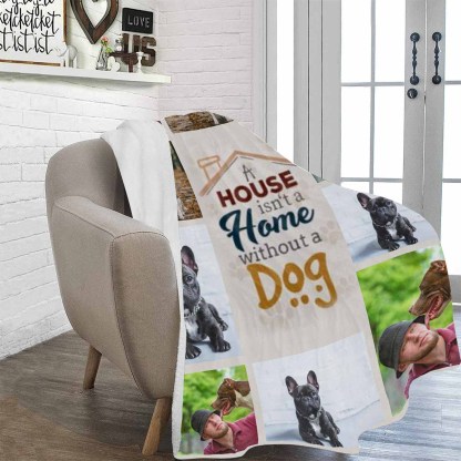 Personalized Dog House Throw Blanket, Custom Blanket With Photo, Custom Photo My Dog Ultra-Soft Micro Fleece Blanket, Customized Throw Blanket For Kids/Adults/Family, Souvenir, Gift-ilovevango