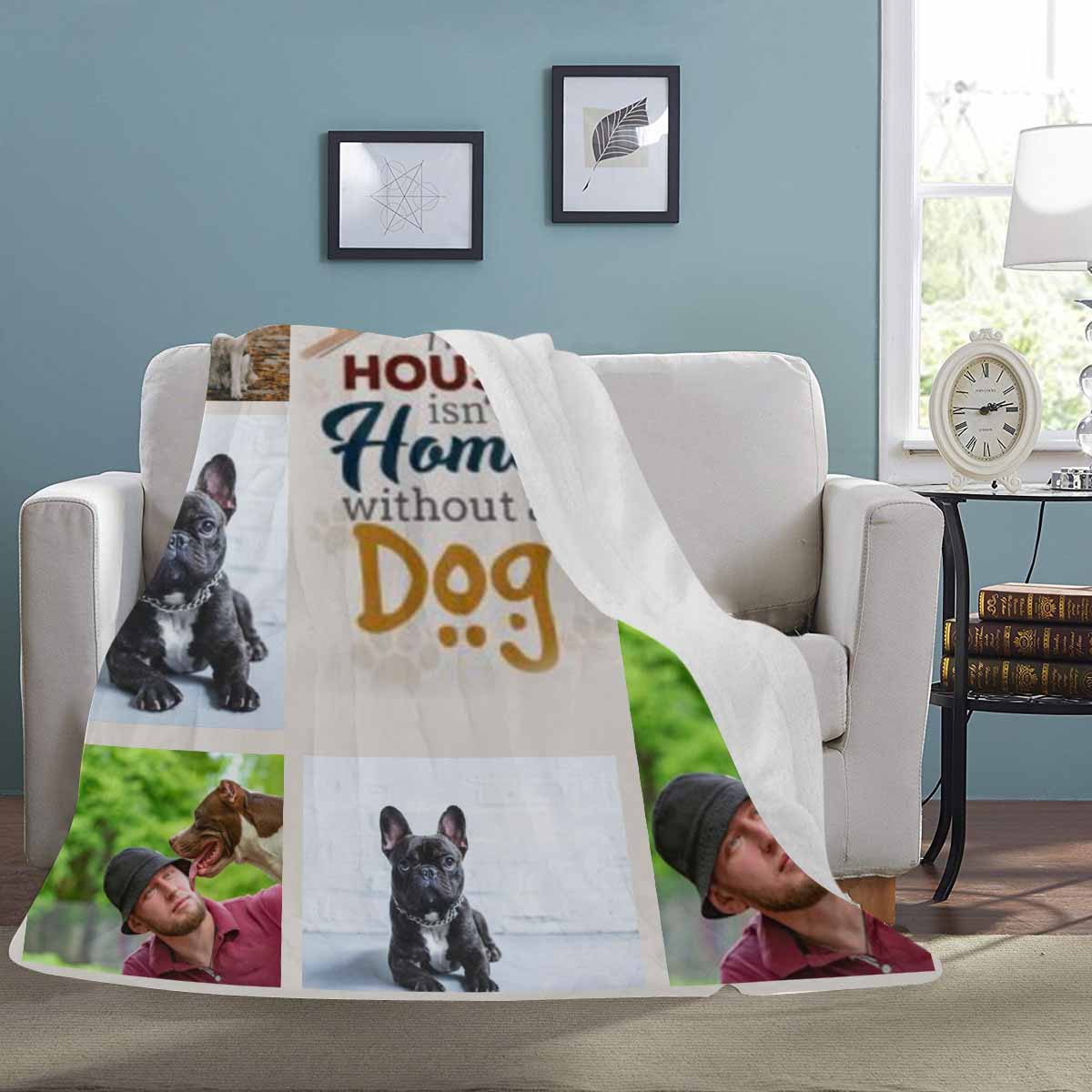 Personalized Dog House Throw Blanket, Custom Blanket With Photo, Custom Photo My Dog Ultra-Soft Micro Fleece Blanket, Customized Throw Blanket For Kids/Adults/Family, Souvenir, Gift-ilovevango