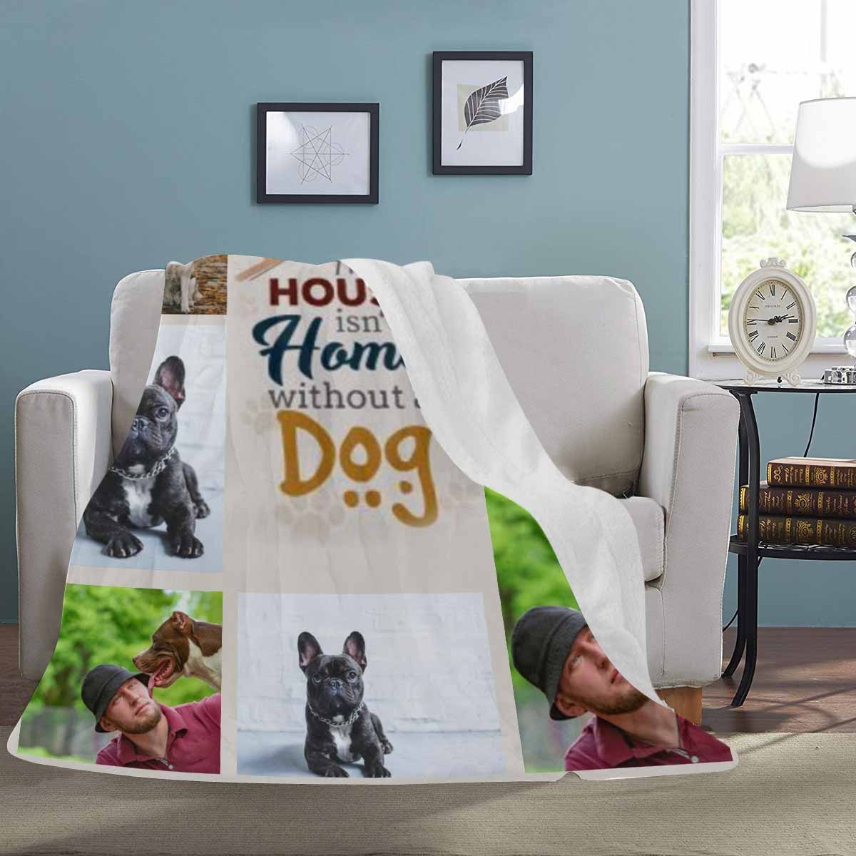 Personalized Dog House Throw Blanket, Custom Blanket With Photo, Custom Photo My Dog Ultra-Soft Micro Fleece Blanket, Customized Throw Blanket For Kids/Adults/Family, Souvenir, Gift-ilovevango