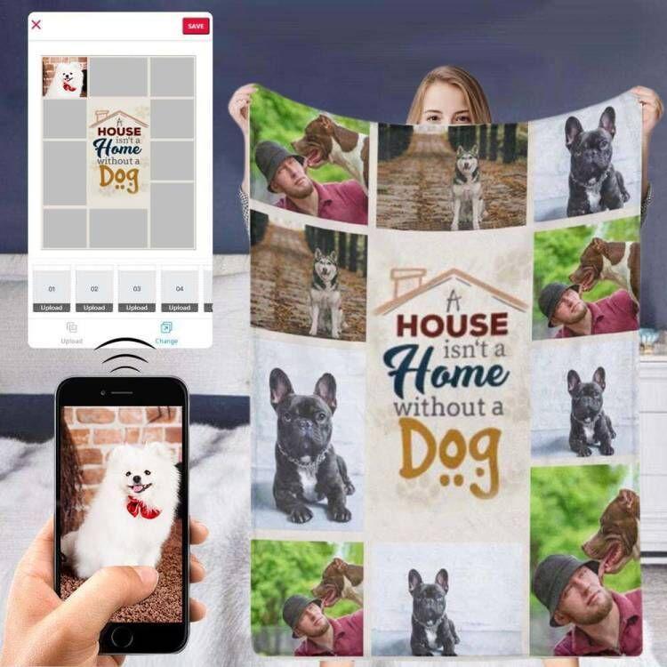 Personalized Dog House Throw Blanket, Custom Blanket With Photo, Custom Photo My Dog Ultra-Soft Micro Fleece Blanket, Customized Throw Blanket For Kids/Adults/Family, Souvenir, Gift-ilovevango
