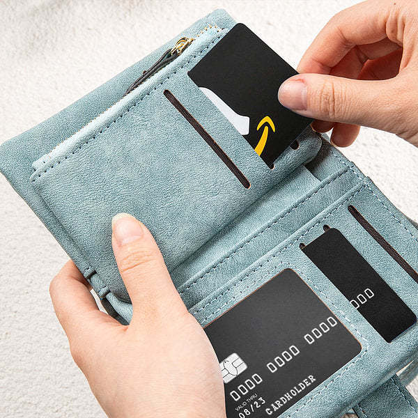 Personalized Tri-Fold Birth Flower Leather Wallet Card Holder Birthday Gift for Woman-ilovevango