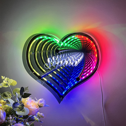 🔥Hot Sale🔥Personalized infinite heart-shaped mirror name lamp