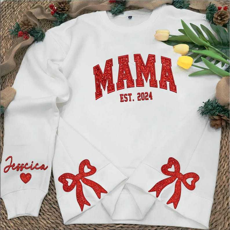 Personalized Green/Red Merry Christmas Bow Side Shirt