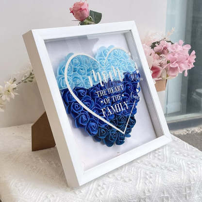 Mom The Heart Of The Family - Personalized Flower Shadow Box
