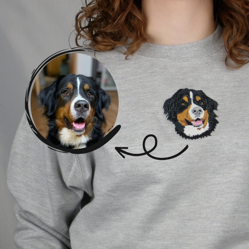 Personalized Pet Portrait Embroidered Center Sweatshirt