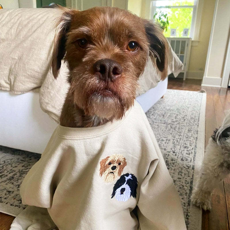 Personalized Pet Portrait Embroidered Sweatshirt T-shirt Hoodie
