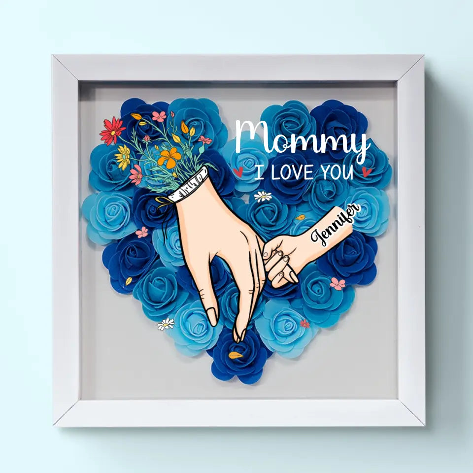 Family Love Blooms Forever – Personalised Mum & Grandma Flower Shadow Box with Names