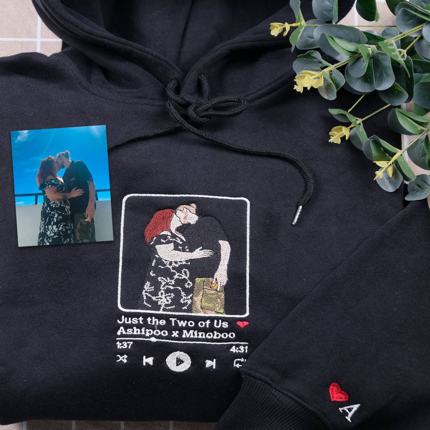 Customizable Song Album Cover Embroidered Sweatshirt - Personalized Portrait with Facial Details