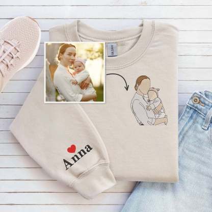 Custom Mommy Photo Embroidery Sweatshirt Embroidered Gift For Mothers Day Personalized Mom And Daughter Mom And Son-ilovevango