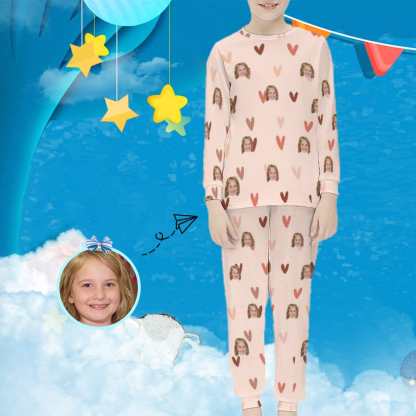 Custom Face Pajamas Sets Love Heart Cute Personalized Nightwear for Kids