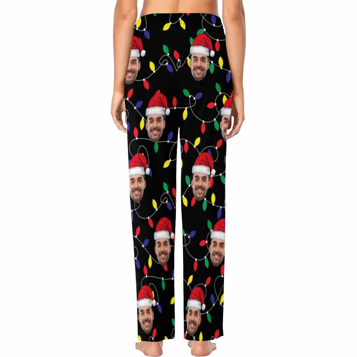 Custom Face Pajama Pants Colored Light Bulbs Christmas Sleepwear for Men & Women