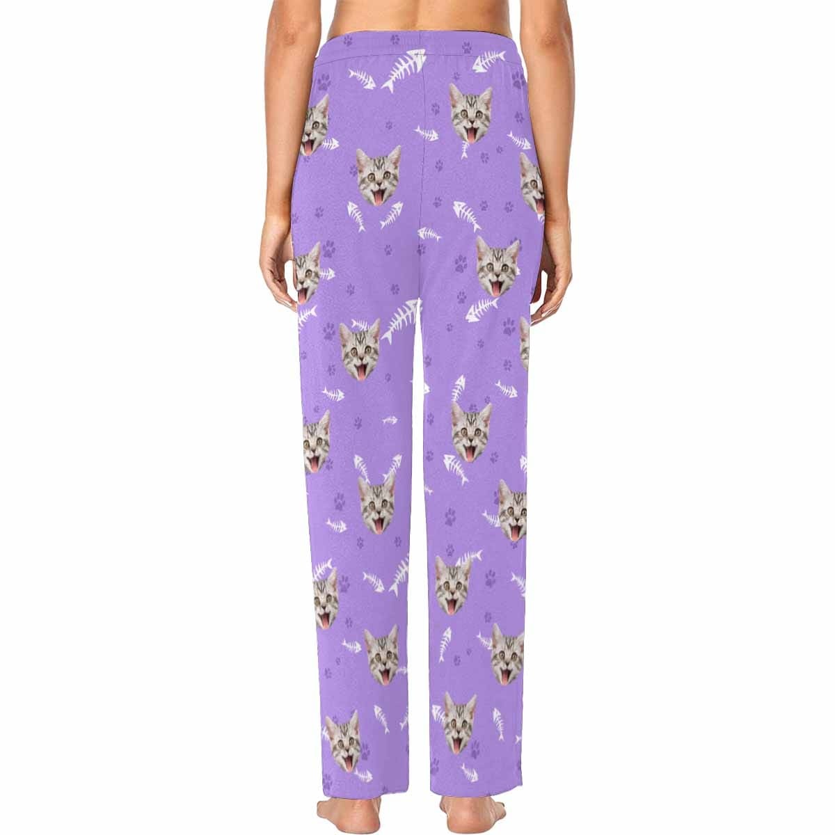 Custom Face Pajama Pants Cat Smiley Face Sleepwear for Women