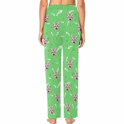Custom Face Pajama Pants Cat Smiley Face Sleepwear for Women