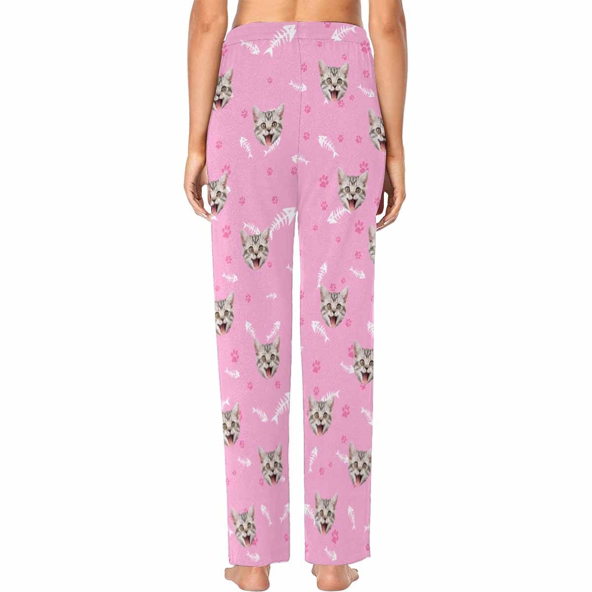 Custom Face Pajama Pants Cat Smiley Face Sleepwear for Women