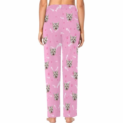 Custom Face Pajama Pants Cat Smiley Face Sleepwear for Women