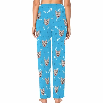 Custom Face Pajama Pants Cat Smiley Face Sleepwear for Women