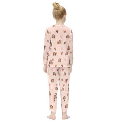 Custom Face Pajamas Sets Love Heart Cute Personalized Nightwear for Kids