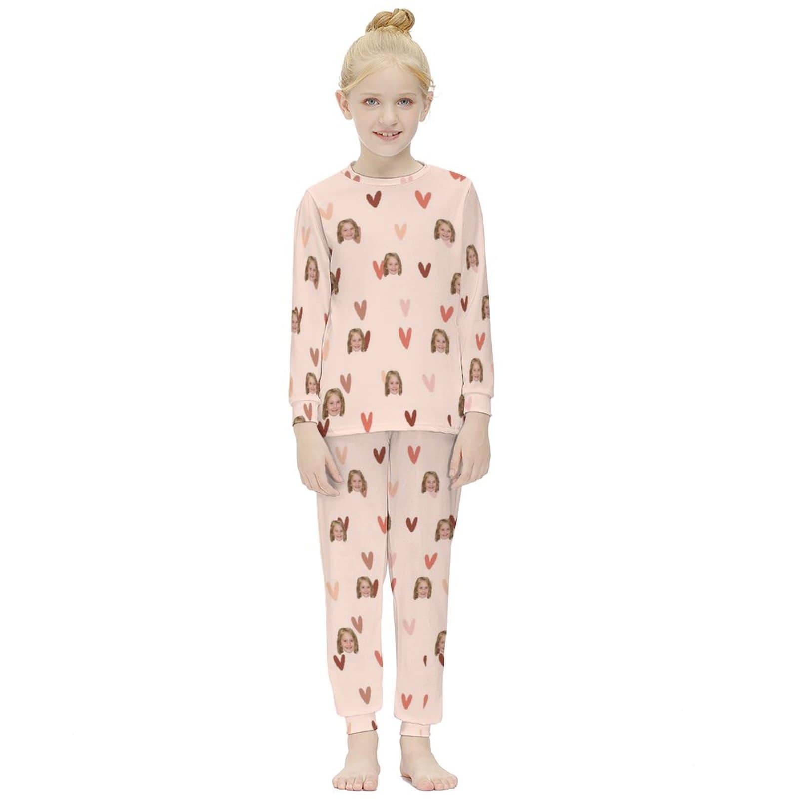 Custom Face Pajamas Sets Love Heart Cute Personalized Nightwear for Kids